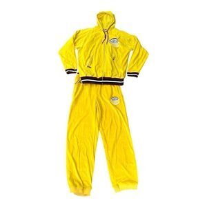 Vintage Platinum Fubu Harlem Globetrotters 1927 Yellow Track Jump Suit Set  M